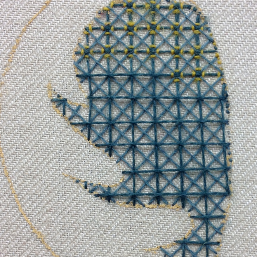 trellis embroidery stitch with pips
